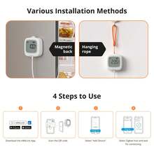 SNZB-02LD,SONOFF Zigbee 3.0 Smart Thermometer IP65 Waterproof Rating 2.2 Inch LCD Screen Display Probe Temperature Detection Measurement Compatible With Alexa, EWeLink APP For Pool Bathtub Fridge Freezer - White - View 12