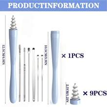 Ear Wax Removal Tool, 2025 Q-Grips Ear Wax Removal Reusable And Washable Replacement Soft Silicone Tips For Cleaner Earwax, Ear Wax Removal Kit Contains 7 Types Of Ear Cleaner Tools (White) - 藍色 - 查看 7