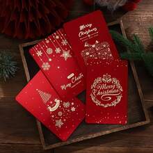 24/12pcs Christmas Greeting Cards With Gold Foil Accents, Holiday Designs, Suitable For Seasonal Greetings, Christmas Gifts, Assorted Styles, Random Delivery, Merry Christmas - Multicolor - View 4