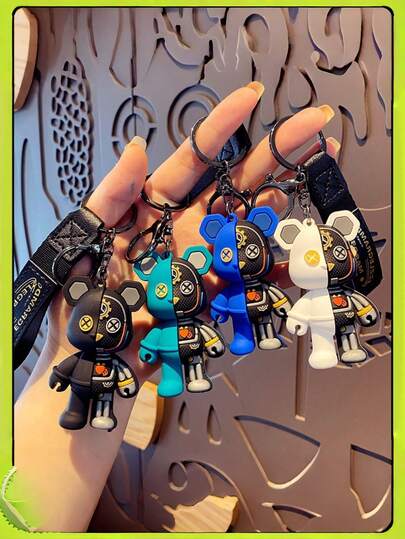 Multi-Color Mechanical Bear Keychains, Practical Keychains For Men's Car Keys And Backpack Decoration, Durable Silicone Keychains For Daily Commuting Gifts, Accessories For Key Organization And Personalized Decoration