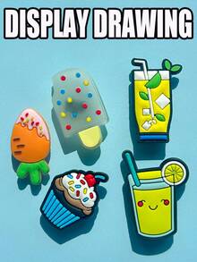 20 Pieces Of The Summer Fresh And Light Series, Summer-Themed PVC Wall Decorations, Colorful Shoe Bag DIY Accessories, Fashionable Accessories And Handicrafts - Bright Mixed Colors And Interesting Designs Featuring Cakes, Lollipops, Beverages, Avocados And Tropical Patterns - Birthday Party Gifts, DIY Handicrafts, Colorful Shoe Accessories For Bracelets And Pendants | Colorful Shoe Decorations | Glossy Surface