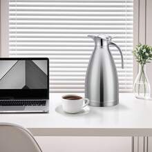 Jarra Térmica para Café 2L Cafetera Térmica Acero Inoxidable, Jarra aislada al vacío con Tapa Hermética y Asa Anti-quemadura,Apto para hogares y restaurantes - Plateado - Ver 7