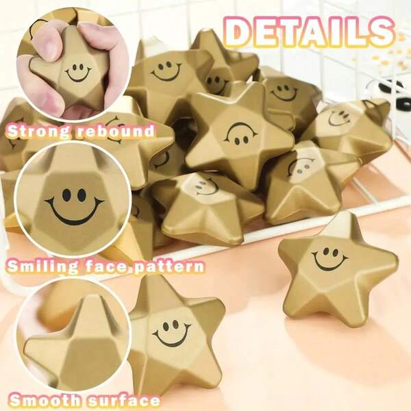 20 Star Stress Balls, Star Bouncing Toys Mini Foam Squeeze Balls, Stress-Relieving Star Balls, Star Stress Toys Perfect For Teens, Adults, Students As Backpack Stuffers Halloween, Christmas, Party, New Year Gifts