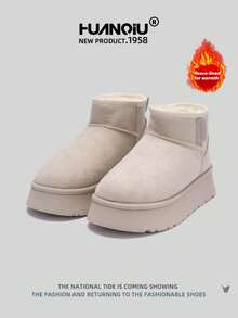 HUANQIU 2025 Autumn/Winter New Women's Ankle Boots Women's Sports Shoes Fashion Multi Functional Lightweight And Comfortable Soft Soled Casual Shoes Running Shoes Women's Ankle Boots Beige Snow Boots - Beige - View 3