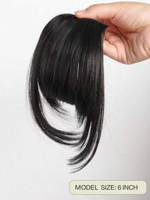 Perucă cu clips cu breton francez 1 buc, perucă sintetică densă și naturală, păr drept cu perciunii, potrivită pentru femei blonde, 15 cm, cu agrafă de păr, agrafă de păr, agrafă de păr