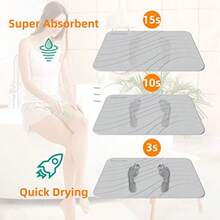 Stone Bath Mat Diatoeous Earth Mat Stone Shower Mat Fast Water Drying Ultra Absorbent Pad Diatomite MatNon-Slip For Bath Shower Kitchen Pet 15.35x23.62in Hard Light Gray 1-Pack - LightGreywave - View 5