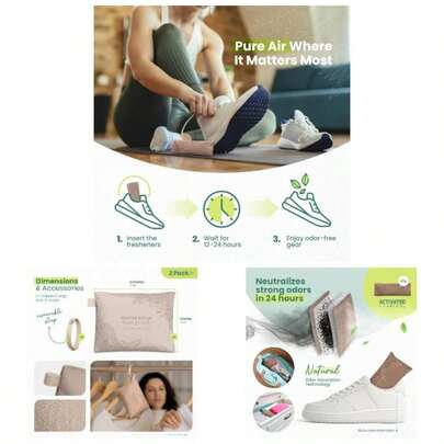 Shoe Deodorizer Insert - Shoe Odor Elimination - Activated Charcoal Odor Absorber - Odor Eliminator Shoes - Shoe Freshener - Boot Deodorizer 2 - Pack