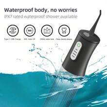 一套手持式电动冲牙器（含4个喷嘴）、一套成人电动牙刷（含4个可替换刷头）、IPX7级防水、持久耐用、USB充电式牙齿清洁器，电动冲牙器和电动牙刷组合套装，适用于家庭口腔护理 - 黑色 - 查看 8