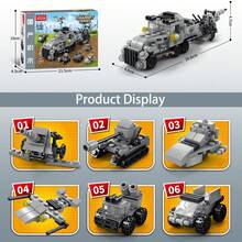 Bộ đồ chơi khối xây dựng hạt nhỏ 6 trong 1 Lele Brother, Xe vận tải quân sự, Pháo, Súng cối, Máy móc xây dựng, Trực thăng, Khối xây dựng lắp ráp sáng tạo, Đồ trang trí trong nhà, Đồ trang trí nhà cửa, Tháo rời thành 6 mảnh, Quà tặng sinh nhật hoàn hảo (Không có hộp quà) - Nhiều màu - Xem 13