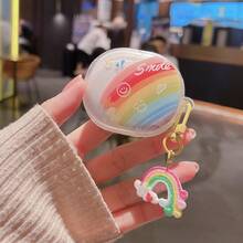 可爱彩虹笑脸吊坠，适用于 Redmi Buds 6 Lite 无线蓝牙耳机、Redmi Buds 5pro/6 Pro 蓝牙耳机保护套、Buds 5/6s/6/7s/Buds 6Play/4lite 保护壳，创意透明防摔少女风设计 - 彩虹笑臉+掛飾 - 查看 6