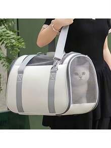 1pc Foldable Breathable Pet Carrier Backpack, Suitable For Small Dogs And Cats, Portable Sling Bag