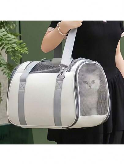 1 st hopfällbar, andningsbar husdjursbärsele, lämplig för små hundar och katter, bärbar axelväska