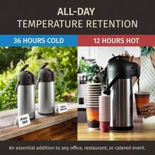 Coffee Carafe With Pump - 102oz 3L Airpot 12 Hours Large Hot Carafe, Cocoa Dispenser Parties - Tea Flask, Insulated Stainless Steel Airpots Hot Beverage Dispenser - Coffee Pump - 銀 + 102 盎司 - 查看 3