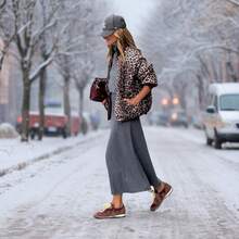 女士双面夹克，时尚百搭，酒红色加厚保暖棉质外套，适合秋冬季节穿着，豹纹印花，酒红色夹克 - 酒紅色 - 查看 6