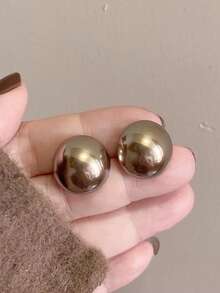 3 Pairs 0.66 Inch Retro Minimalist Semi-Circle Faux Pearl Stud Earrings, Unique Design Earring Set, Suitable For Women's Daily And Holiday Wear