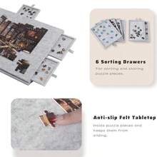 2-In-1 Design 1000 Pcs Puzzle Board Storage Organizer W/Drawers Portable - Grey - View 4