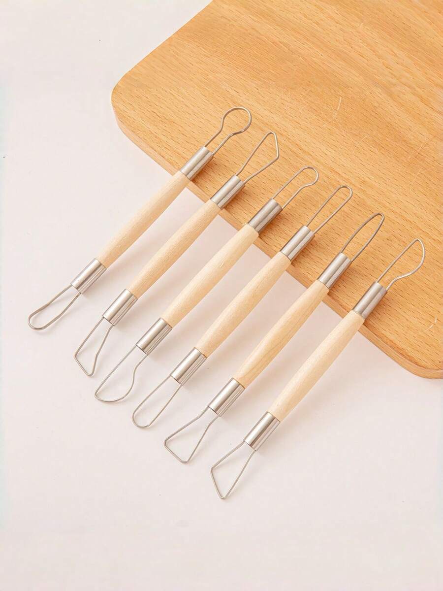 6pcs Ceramic Clay Sculpting Double-Headed Carving Tools Set, Polymer Clay Modeling Craft Tools