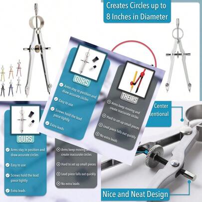 Mr. Pen Profional Compass For Geometry Extra Lead Metal Compass Compass Compass Drawing Tool Drawing Compass Drafting Compass Compass For Students Compass Geometry
