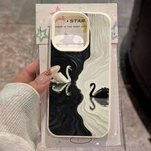 1pc Vintage Floral Heart Frame Swan Pattern TPU Phone Case Compatible With IPhone 17 Pro Max/17/16 Pro Max/15/13/12/11, S20 FE/A15/S24/A55,  Note 11/12/13 Pro, Full Body Soft Protective Cover - Kiểu 4 (1 chiếc) - Xem 2