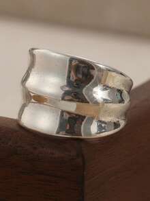 2pcs Classic & Simple Vintage Rings, Layered Party Jewelry, Elegant Daily Style Rings Designed For Women - Silver - View 3