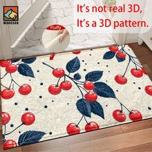 1 pezzo Zerbino antiscivolo con motivo a ciliegie, zerbino in super fibra antiscivolo, adatto per decorazioni di feste e festival, cucina, bagno, sala da pranzo, camera da letto, può essere regalato