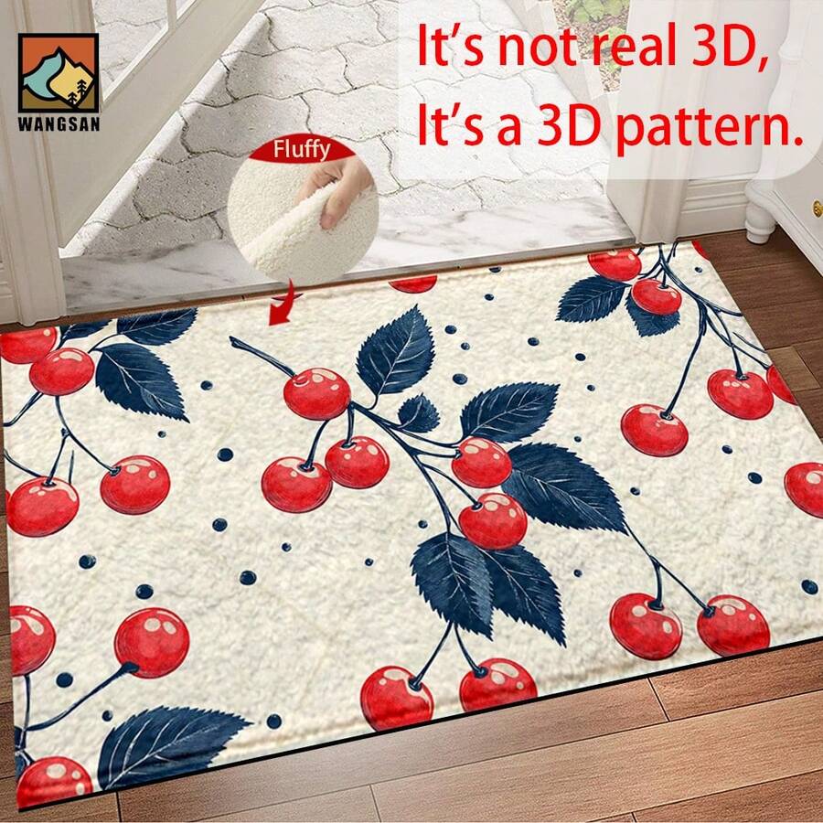 1 pezzo Zerbino antiscivolo con motivo a ciliegie, zerbino in super fibra antiscivolo, adatto per decorazioni di feste e festival, cucina, bagno, sala da pranzo, camera da letto, può essere regalato