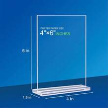 6 chiếc giá đỡ biển hiệu bằng acrylic 4"X6" (khoảng 10 X 15 cm) - Giá đỡ trưng bày thực đơn hình chữ T trong suốt để bàn - Giá đỡ ảnh/tờ rơi hai mặt cho văn phòng, cửa hàng, nhà hàng, khách sạn - trong suốt - Xem 3