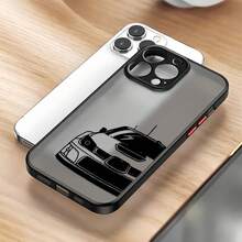 1pc Personalized Matte Frosted Phone Case With Line Racing Car Graffiti Design, Compatible With IPhone 16, 15 Pro Max, 14 Plus, Etc. This High-Quality Silicone Protective Case Provides Excellent Protection.,International Version, Not The Domestic Version - Black - View 4