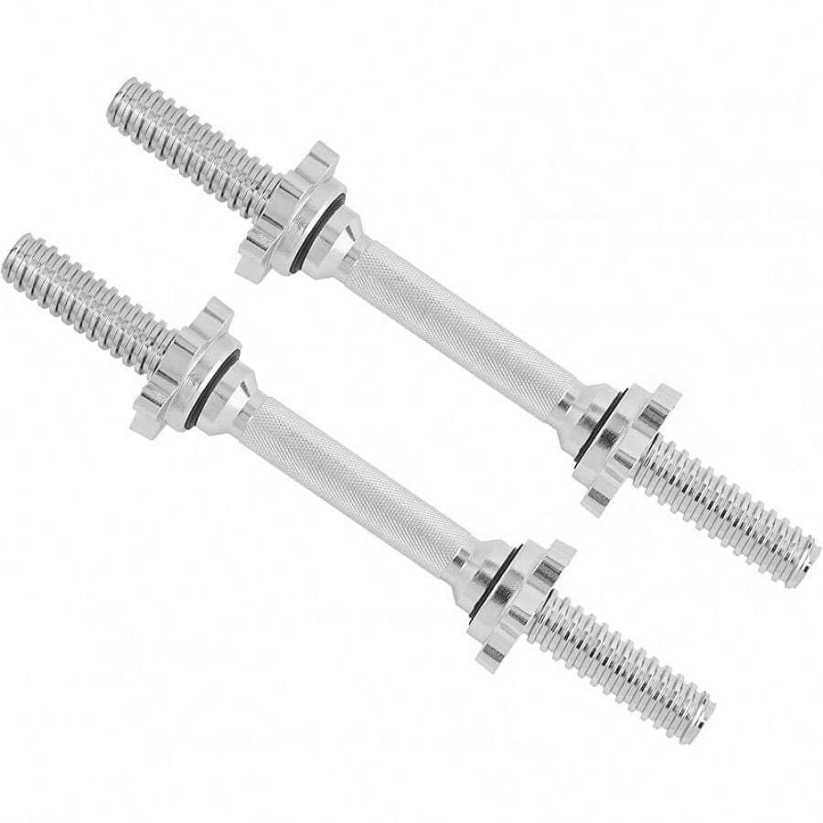 Mangos Roscados Para Mancuernas De 14/16/18/24 Pulgadas, De Cromo/Goma, Apto Para Placas De 1 Pulgada O 1.15 Pulgadas, 4 Collares De Bloqueo De Estrellas Con Adornos De Goma - 14 pulgadas - Ver 1