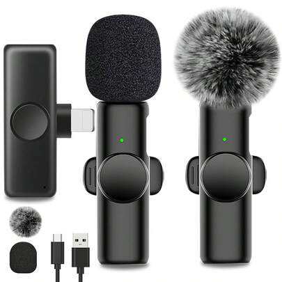 Wireless Lavalier Microphone For Smartphones, Type-C Interface, Plug And Play, 2.4G Ultra-Low Latency, Built-In Noise Reduction Chip, Suitable For Video Recording, Interviews, Podcasts, Vlogs, 50mAh Rechargeable Battery