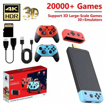 YIYI Marke Neue Retro Spielsticks Kabellose Mini Retro Videospielkonsole, Kabellose Steuerung Retro Spielstick mit 30 eingebauten Emulatoren, 64G mit 20.000+ Spielen, 4K HD Ausgang 2,4GHz kabellose Spielkonsole, Retro Videospielkonsole für TV & Display Plug And Play 1 Stück