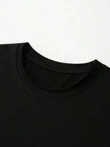 Men's Graphic T-Shirt With Slogan - Black - View 3