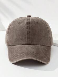 Men Solid Baseball Cap Casual - Kaffebrunt - Visa 5