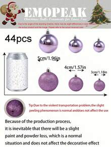 44 Stücke Weihnachtskugeln, Weihnachtsbaum Dekoration, hängende bruchsichere Plastikkugeln für Weihnachtsbaum, Feiertage, Hochzeitsfeier, Fenster Weihnachtsdekoration, Geburtstag, Valentinstag, Ostern, Zuhause, Büro Wanddekoration, perfekte Weihnachtsbaum Dekoration um Feststimmung zu schaffen - Weihnachtsgeschenk 7/6/5/4/3 cm (2,8/2,4/1,9/1,6/1,2 Zoll)