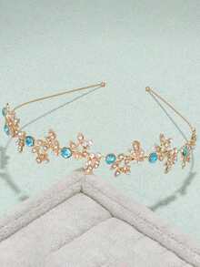 1 pieza Diadema de novia con hojas de cristal en estilo barroco, accesorio de pelo de boda exótico y ornamentado