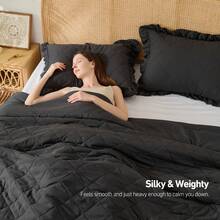 Elegant Phoebe 2/3 Pieces Mini Diamond Patterning Bedding Comforter Set,All Season Family Home Textile Fits Modern Bedroom Décor,2 Pieces For Twin-Twin XL Size And 3 Pieces For Full-Queen-King-Cal King Size, Mother's Day Thanks Giving Gifts - 黑色 - 查看 4