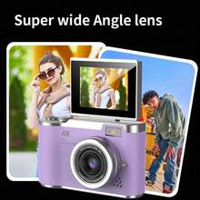 18X Optical Zoom Digital Camera, 2.4" High-Definition Rotating Screen, Video Creative Compact Digital Camera, Student Use, CCD Camera, Free DIY Crystal Sticker - LK007 Purple + Crystal Sticker - View 5