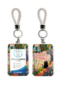 1 Set Cute Cat Print Fashion Personalized Cartoon Pull-Tab Keychain Pendant, Student Wristband Card Holder, Women Card Holder, ID Bus Protection Cover, Student Campus Card Protection Cover - Multicolor - View 9