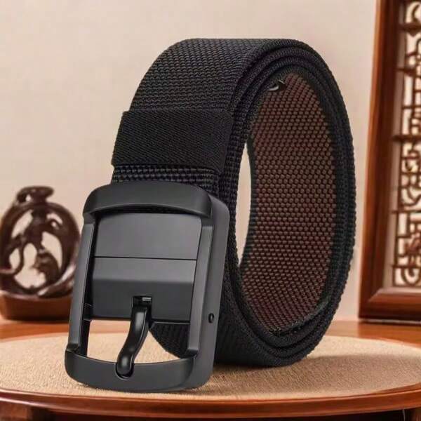 Cinto tático reversível de tecido grosso de alta densidade com fivela giratória, cinto casual masculino estilo vintage clássico para outono/inverno, ideal para looks urbanos, natalinos e de inverno. Presente perfeito para namorado ou amiga.