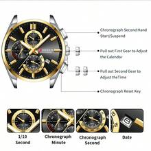 CURREN Men's Fashion Quartz Chronograph Wrist Watch, Stainless Steel Strap, With Luminous And Auto Date Display, Water Resistant - Multicolor - View 9