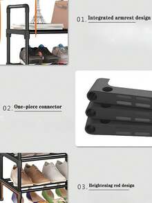 1个简约黑色金属鞋架，宽约23英寸，节省空间，简约防尘，坚固耐用，时尚美观，易于组装和拆卸，便携易用，适用于客厅、卧室、玄关、办公室、家居等场所，多层收纳，节日礼物，儿童礼物 - 彩色 - 查看 4