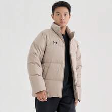 Under Armour 男女通用短款羽绒服，2026 新款基础保暖防风休闲运动夹克，25600801-299 - 卡其色 - 查看 5