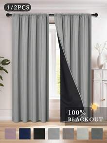 2片装遮光窗帘,100%遮光,隔热,阻隔紫外线,适用于豪华客厅、卧室、家居装饰、圣诞装饰,杆袋式设计,1片窗帘 - 彩色 - 查看 7