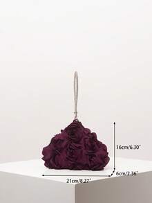 迷你手提包、伴娘包、碎花包、派对包、不对称设计包、派对配饰、优雅女士包、婚礼用品、女士礼物、圣诞包（图案随机） - 酒紅色 - 查看 8