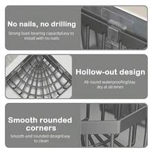 1PC Triangular Draining Basket Multi-Functional Storage Rack, Black Plastic Diamond-Shaped Model, Kitchen Small Tools, Bathroom, Kitchen Storage Rack.