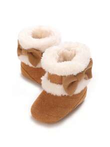 Cute Bow Infant Boots, Plush Comfortable Warm WinterInfanty Snow Boots - Brown - View 4