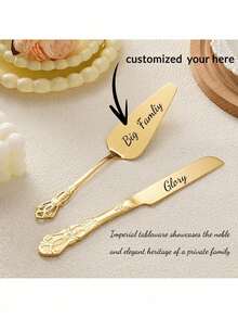 2/3/4 Pieces Set Stainless Steel Cake Cutlery Set With Floral Handle, Professional Cake Cutting Tool, Wedding Gift - Multicolor - View 2
