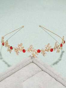 1 pieza Diadema de novia con hojas de cristal en estilo barroco, accesorio de pelo de boda exótico y ornamentado