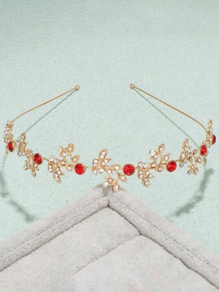 1件巴洛克新娘水晶叶子头饰皇冠，异域风情华丽婚礼发饰 - 水鑽樹葉髮箍 - 查看 11