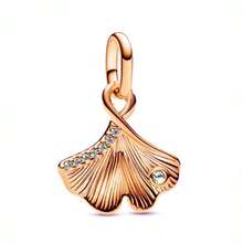 1pc Rose Gold Plated Beaded Pendant, Styles Include Heart, Ginkgo Leaf, Key, Travel, Snowflake, Etc. Suitable For Customizing Existing Bracelets And Necklaces With DIY Decoration. - Rose Gold - View 21